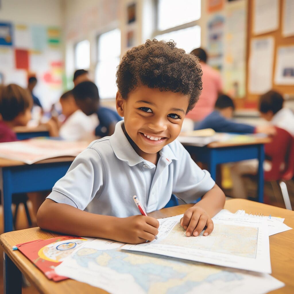 smiling child in classroom